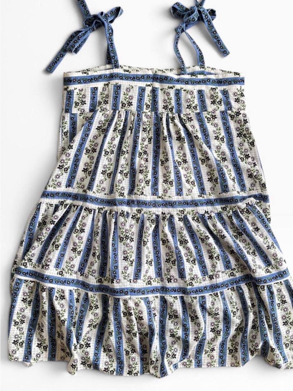 Melonie T White & Blue Floral Print Tired Midi Dress Summer Girly Romantic Sz 6 - Picture 7 of 7